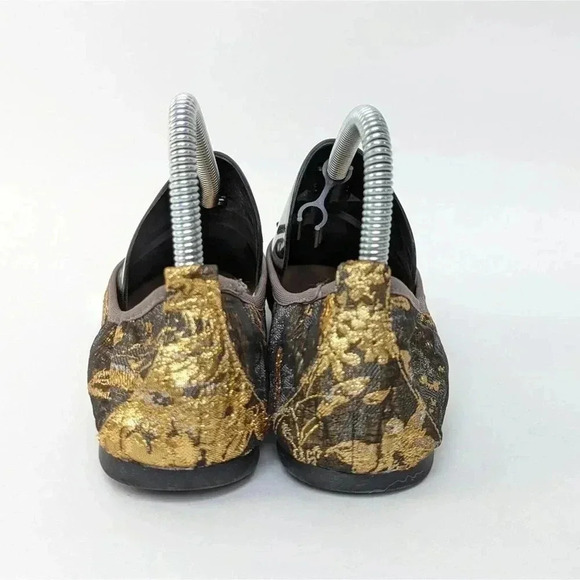 Jessica Simpson Nolan Bow Shimmery Gold Floral Ballet Flats - 7.5 - Picture 7 of 10